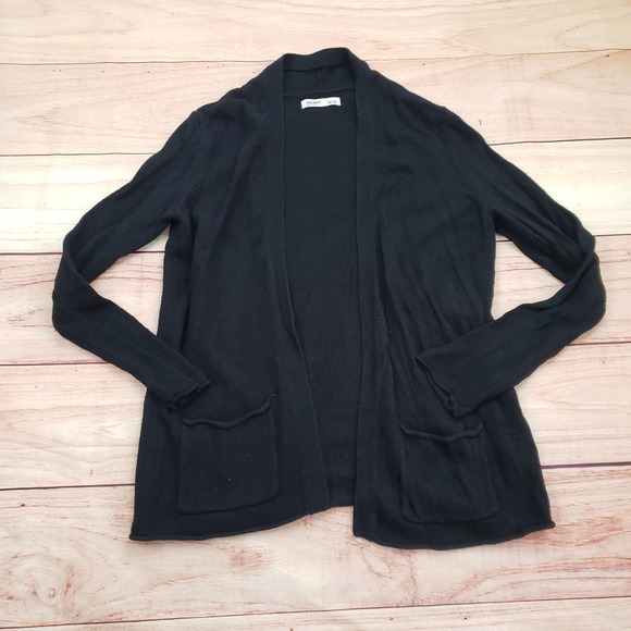 Old Navy Sweater Womens Medium Black Open Front Cardigan Long Sleeve Pockets - Picture 1 of 10